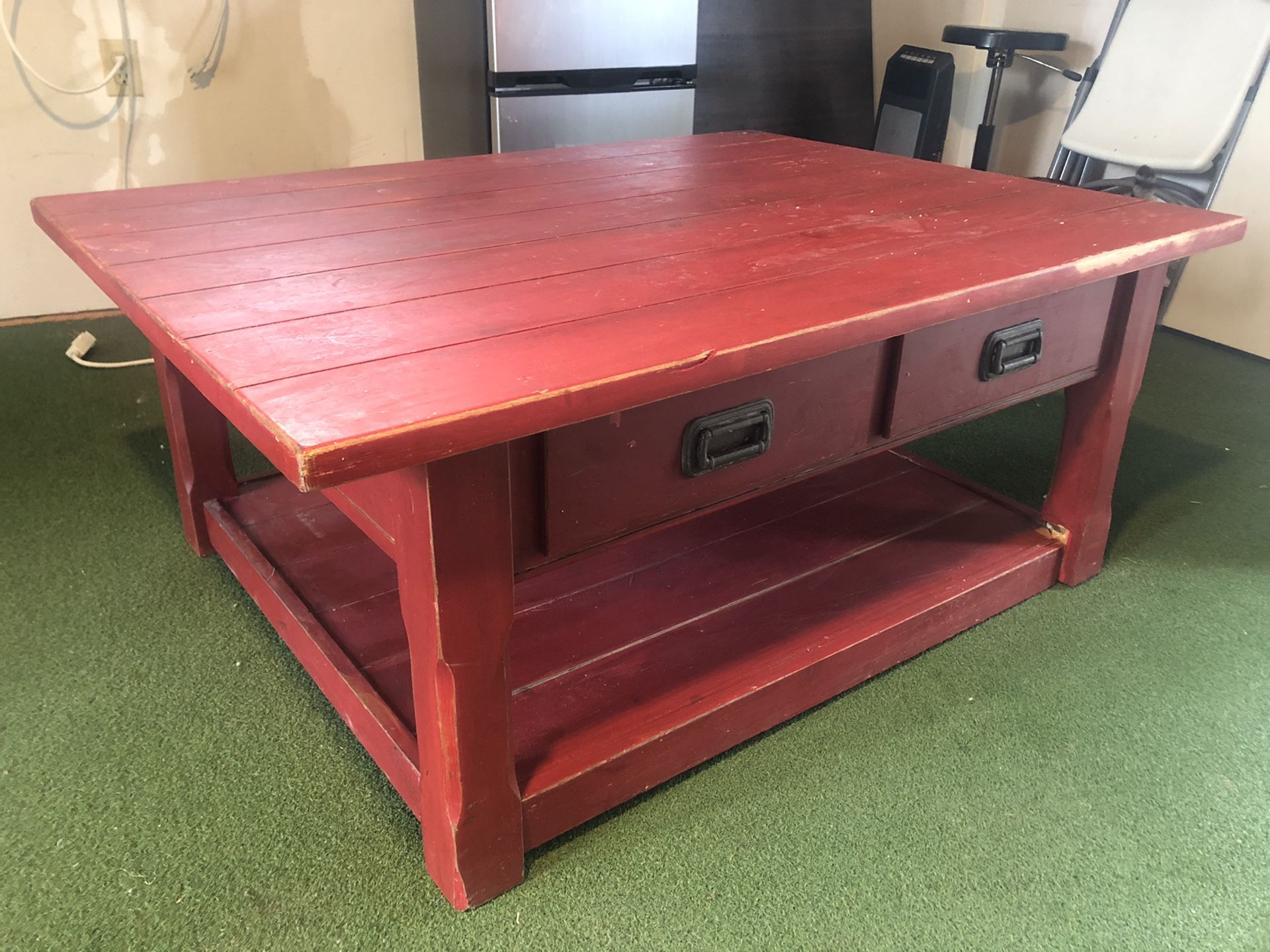 Distressed Rustic Red Coffee Table