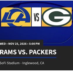Los Angeles Rams Vs Green Bay Packers, Pair Of Tickets Section 231 