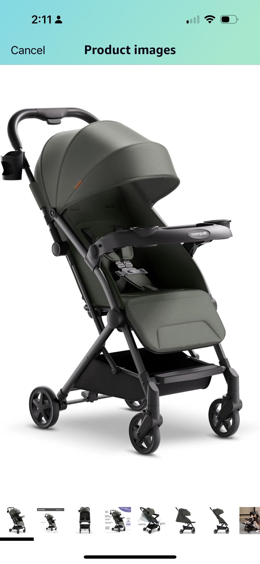 Mom Push lithe v2 Stroller green