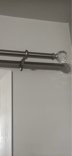Double Curtain Rod with Crystal Ball Finials