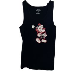 WDW Christmas Mickey Mouse In Plaid Black Tank Top Size Large Holiday Wear