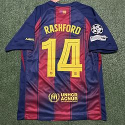 Vintage Nike 2025-26 FC Barcelona "Rashford 14" Champions League Home Fan Version Jersey