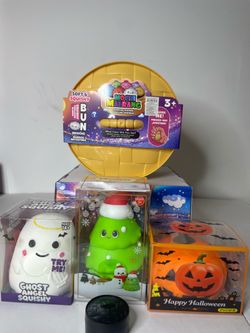 JUMBO SQUISHY BUNDLE – GHOST ANGEL, PUMPKIN, LIGHT-UP CHRISTMAS TREE & SUPER MEGA DUMPLING