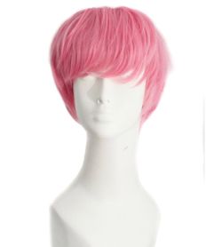 MapofBeauty 10 Inch Fashion Men Short Curly Hair Cosplay Wig, Dark Pink 25 cm Wig