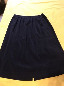 Ladies navy blue elastic waist Leslie Fay size 16 skirt & suit coat