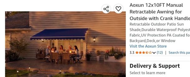 ****  Aoxun 12 x 10 manual awning. ****