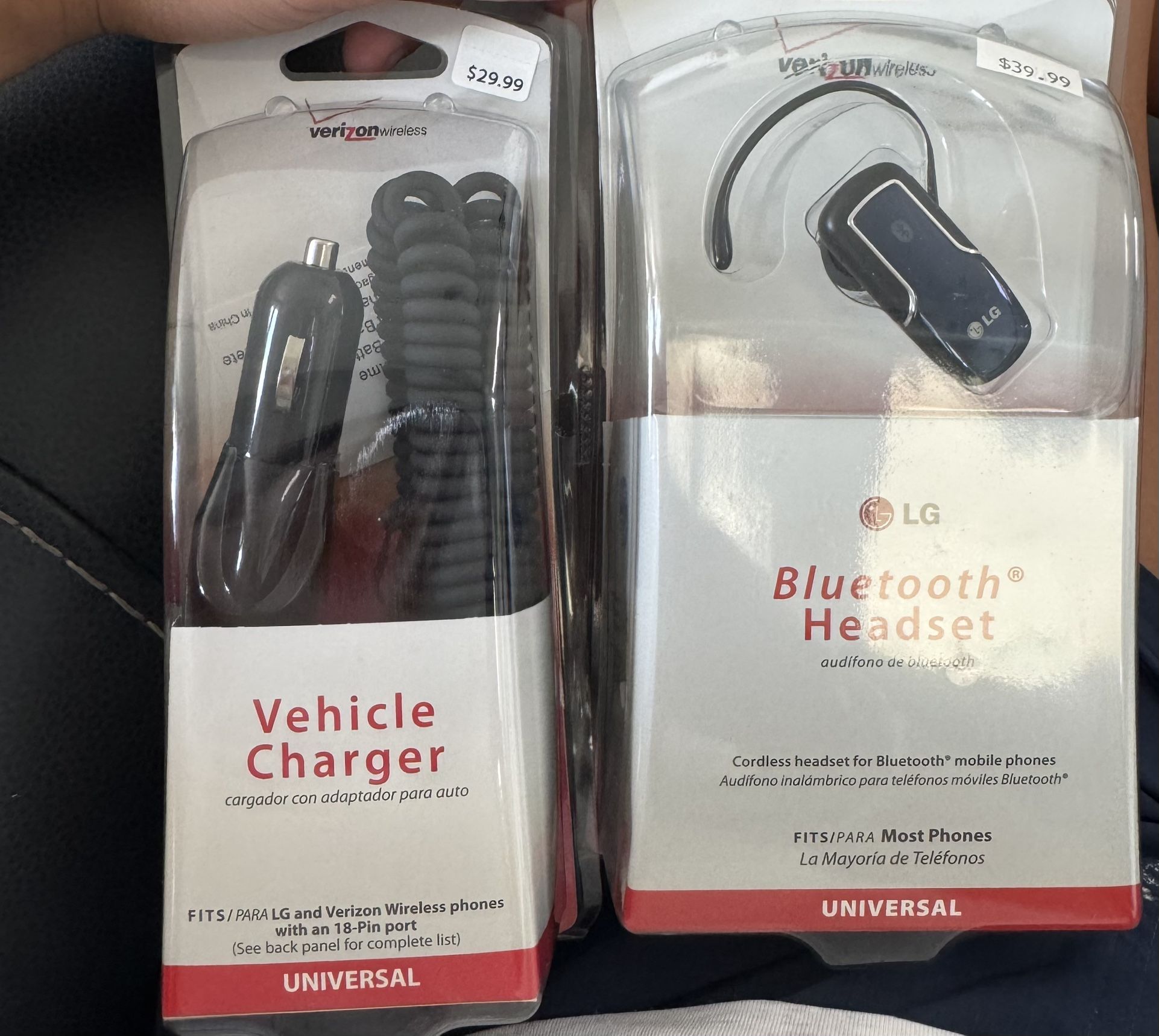 LG Verizon Bluetooth Headset & Vehicle Charger Cord
