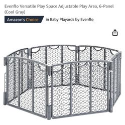 Evenflo Versatile Play Space Adjustable Play Area, 6-Panel (Cool Gray)