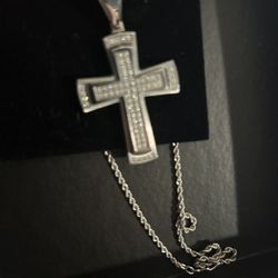Men's Diamond Pendant with Steel Chain. Passes Diamond Tester! 