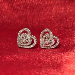 10kt White & Yellow Gold Diamond Heart Earrings 0.18 ctw