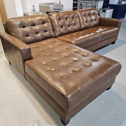 L Shaped Modular Genuine Brown Leather Sectional Couch ⭐$39 Down Payment with Financing ⭐ 90 Days same as cash