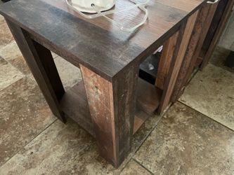 Dark Wood End Tables with Bottom Shelf