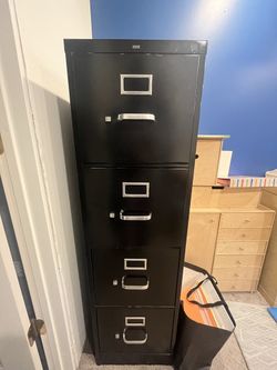 Four Drawer Black File Cabinet