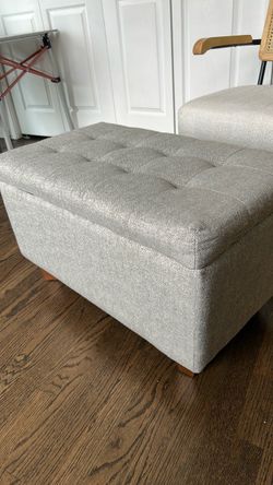 Gray Tufted Storage Ottoman