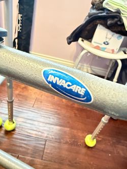 Invacare Folding Walker with Wheels-Adjustable Height