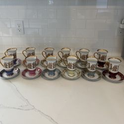 Original VTG Arnart Creation Japan Royal Vienna Tea Set of 12 Cups & Saucers