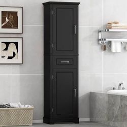 Assembled New Bathroom Tall Storage Cabinet Floor Freestanding Storage Cabinet with 2 Doors