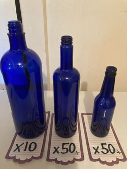 Blue glass bottles