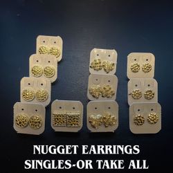 Gold Plated Nugget Earrings (READ DESCRIPTION)