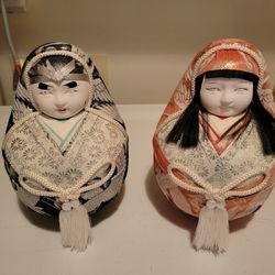 Large Pair Of Japanese Daruma Dolls. Very Collectible.