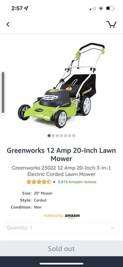 Greenworks 12 amp 20-inch corded electric lawn mower