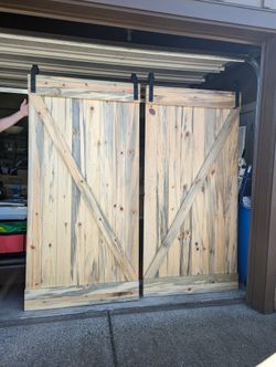 Blue Pine Barn Doors - Set Of 2 - Bypass Mounting Hardware Included