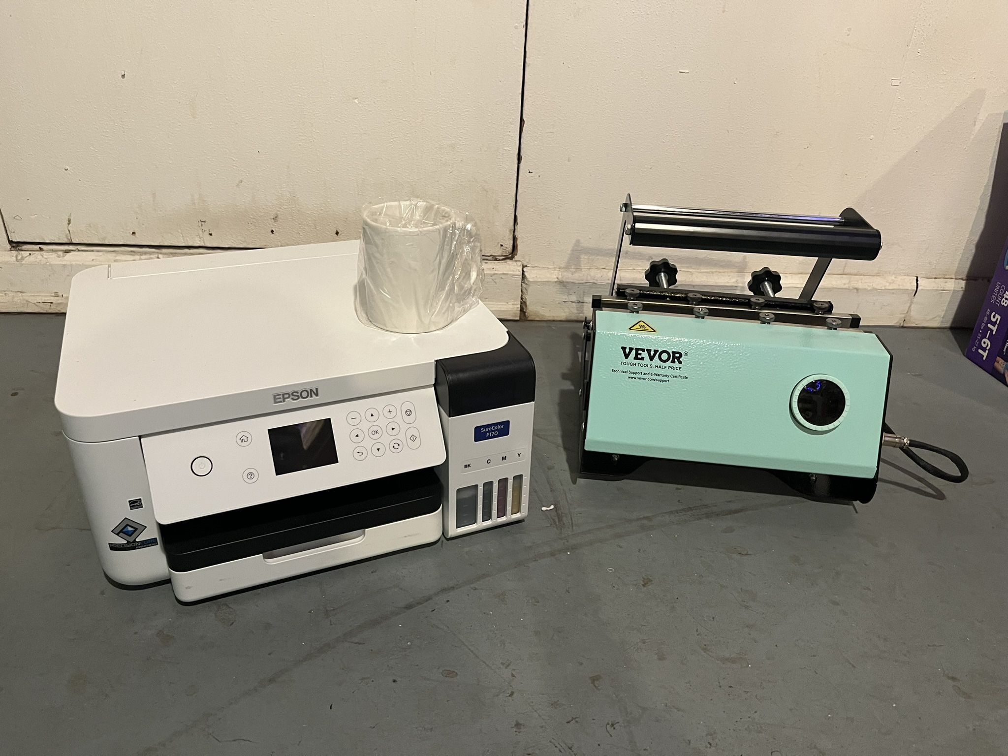 Epson F170 Sublimation Printer + Vevor Mug Press + Extras