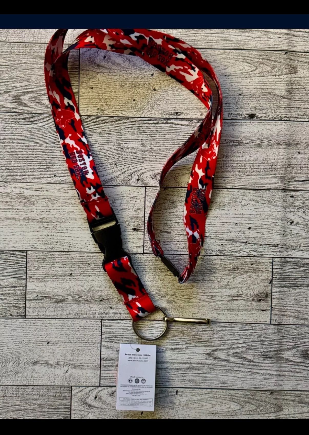 MLB Boston Red Sox Detachable Team Logo Lanyard Keychain ID Badge Holder