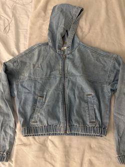 Pacsun Light Wash Denim Hooded Zip-Up Jacket