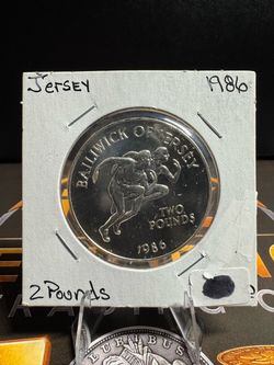 1986 Jersey £2 Commonwealth Games Sterling Silver Proof Coin