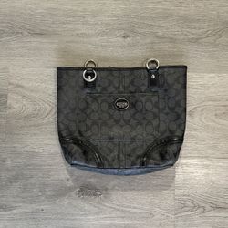 Coach black/ dark grey shoulder tote bag