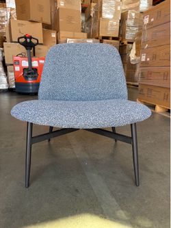Modern Minimalist Armless Accent Chair with Metal Legs Upholstered in Fabric White&Black/ Brown/Blue&Black