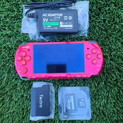Red PSP 3k - 64gb w/Games, Battery & Charger