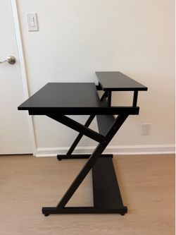 Modern Black Computer Desk w/ Monitor Shelf