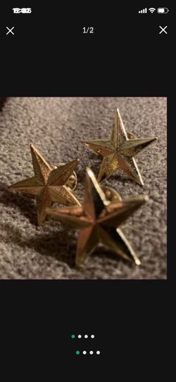 Three Authentic Gold Tone Uniform Star Pins