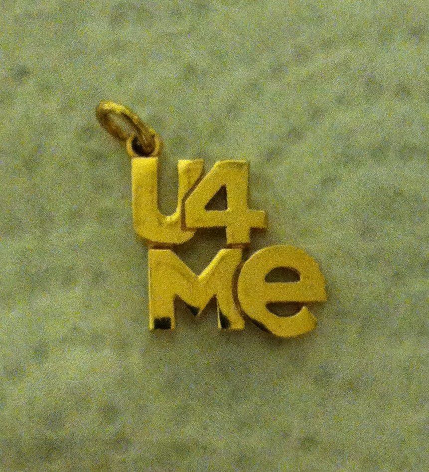 U4ME (You For Me) Vintage Gold Tone Costume Charm.