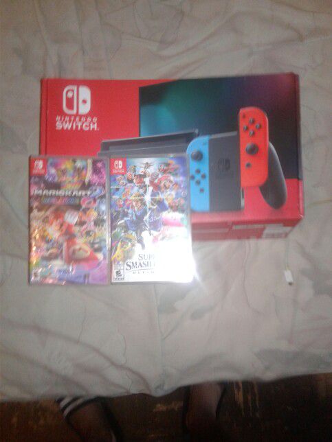 nintendo switch with 2 games