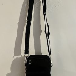 Black Crossbody Bag with Floral Design