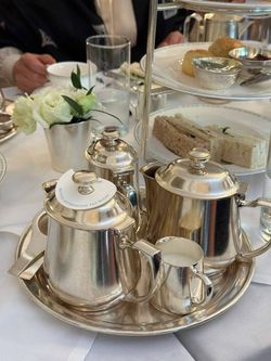 Vintage Elegant Silver Tea & Coffee Service Set with Serving Tray