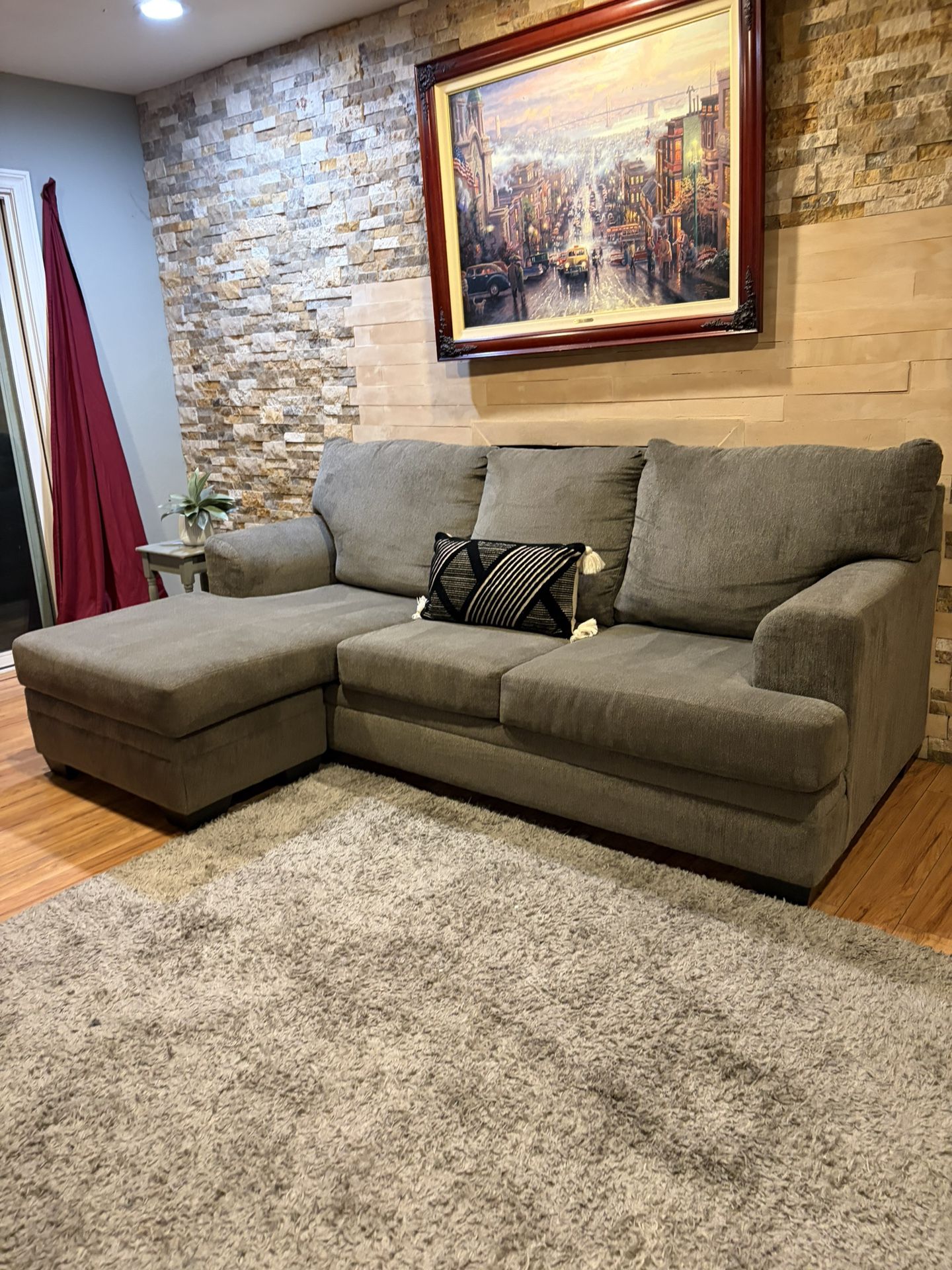 FREE DELIVERY- 2-Piece Grey Sectional Sofa 