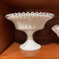 Silver Crest Milk Glass 