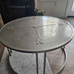 Coastal Stylin'! Solid Steel Compass Rose Coffee Table 18x35.
