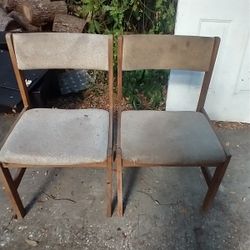 Vintage Pair Of Wooden Chairs 