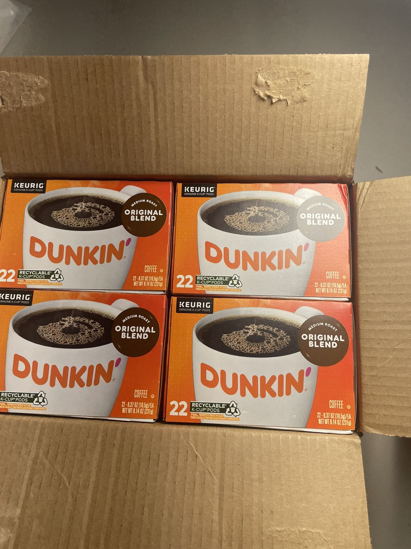 Dunkin' Original Blend Coffee, Medium Roast, K-Cup Pods, 22 Count Boxes