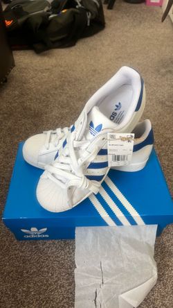 adidas superstar navy blue striped shoes new in box size 7 Men’s