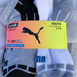 PUMA 10 PK BOYS LOWCUT DRYCELL SOCKS NEW