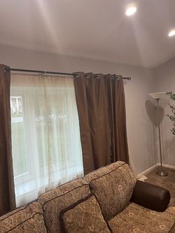 Brown Grommet Blackout Curtain Panels with Rod