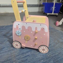 Wooden Ice Cream Parlor Baby Walker And Activities. Push Height 20in Good Condition 