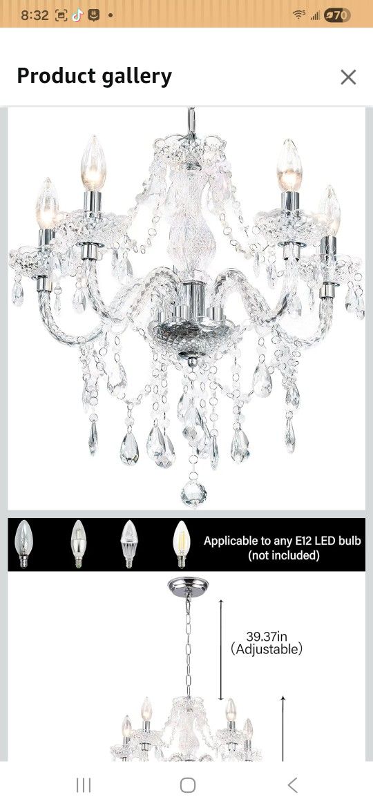 Crystal Chandelier Clear 5 Light $55