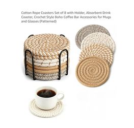 Brand new Cotton Rope Coasters Set of 8 with Holder
